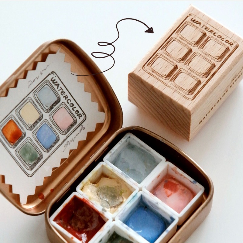 Color Checker Card - 6 Grid Watercolor Color Card Wooden