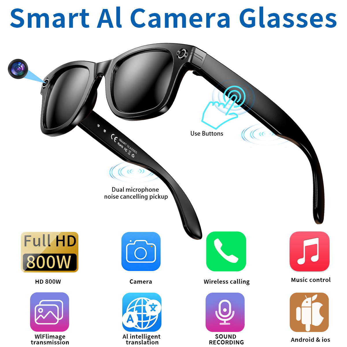 LIGE New Smart Sunglasses with - Photography Translate 评论和价格