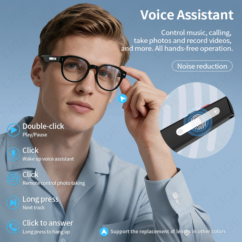 LIGE Smart Sunglasses Men with - Photography Translate 评论和价格