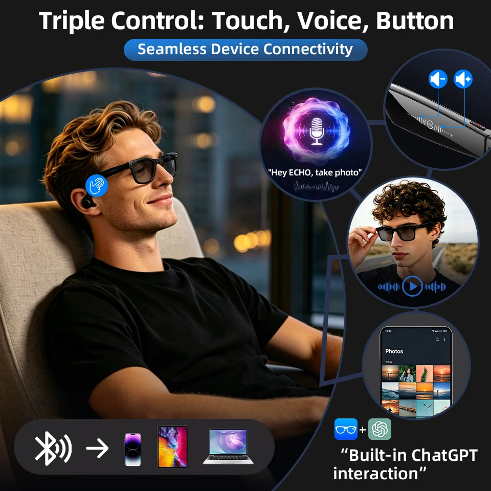13MP HD Camera Smart Glasses A - Photography Translate 评论和价格
